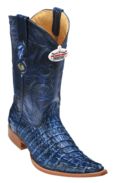 Los Altos Rustic Blue All-Over Genuine Crocodile Tail 3X Toe Cowboy Boots 950182 - Click Image to Close